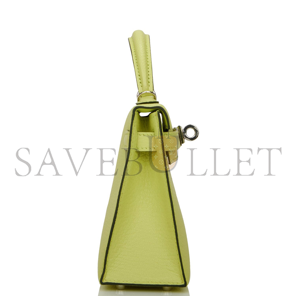 HERMÈS MASTER MINI KELLY II SELLIER JAUNE BOURGEON CHEVRE PALLADIUM HARDWARE (19*12*5.5cm)